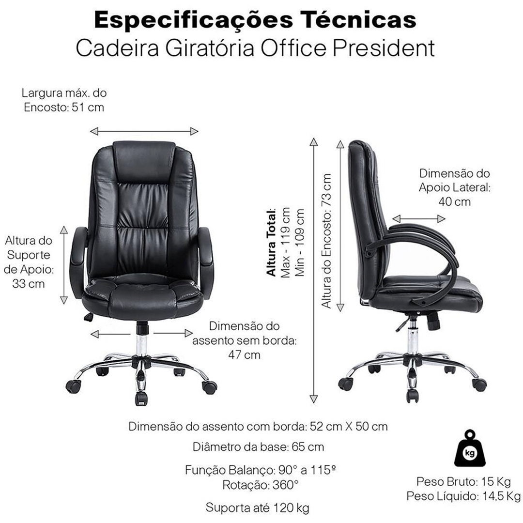 Cadeira Office Presidente Conthey N1902001 Ergonômica Ajustável