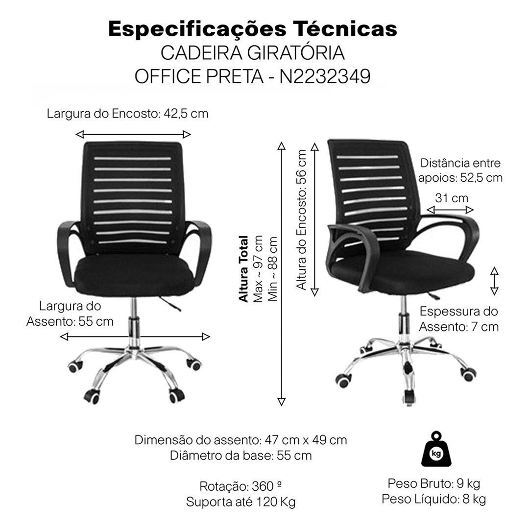Cadeira Office Zebrada Conthey N2232349 Ergonômica Ajustável