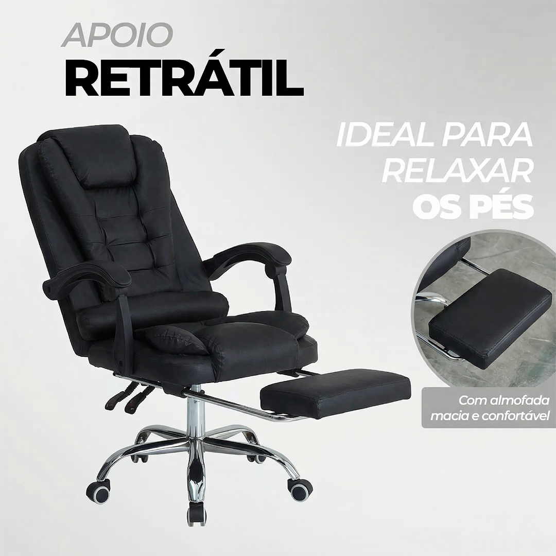 Cadeira Presidente Empoli EM-320 com Massagem e Apoio de Pés