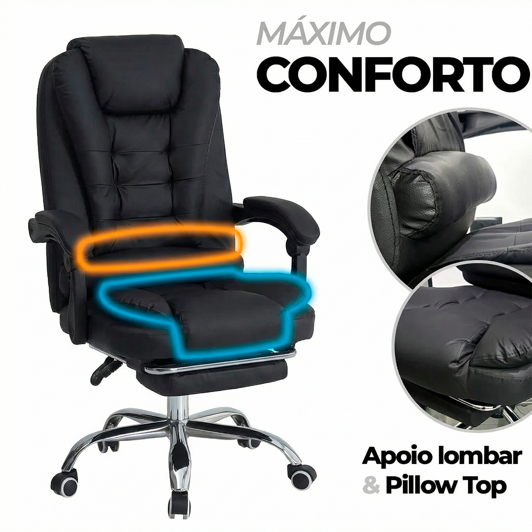 Cadeira Presidente Empoli EM-320 com Massagem e Apoio de Pés