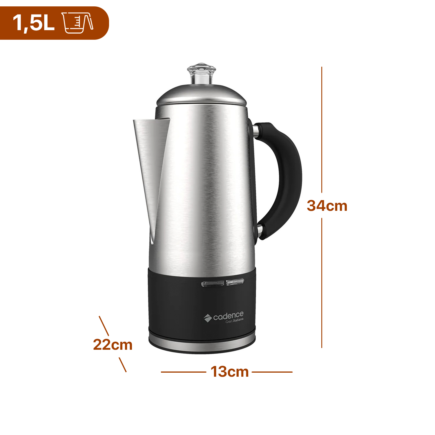 Cafeteira Eletrica Italiana Cadence Caf120 1,5 Litros Inox