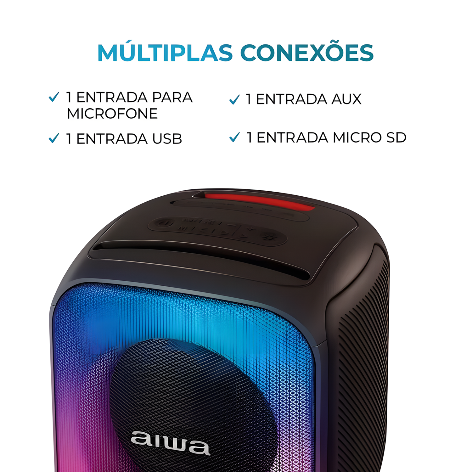 Caixa De Som Amplificada Aiwa Party Box Awspb07 Bluetooth