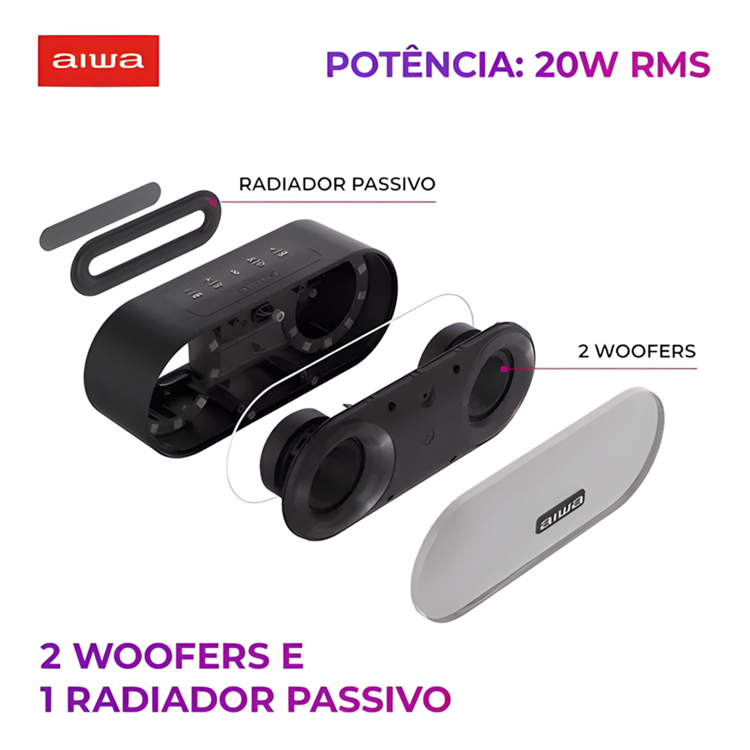 Caixa De Som Aiwa Peaker Bluetooth Awssp01 20w Bivolt