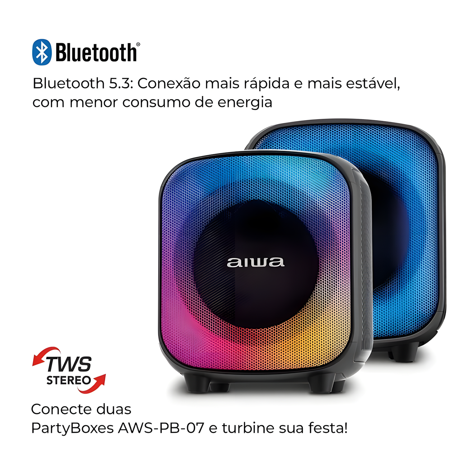 Caixa De Som Amplificada Aiwa Party Box Awspb07 Bluetooth