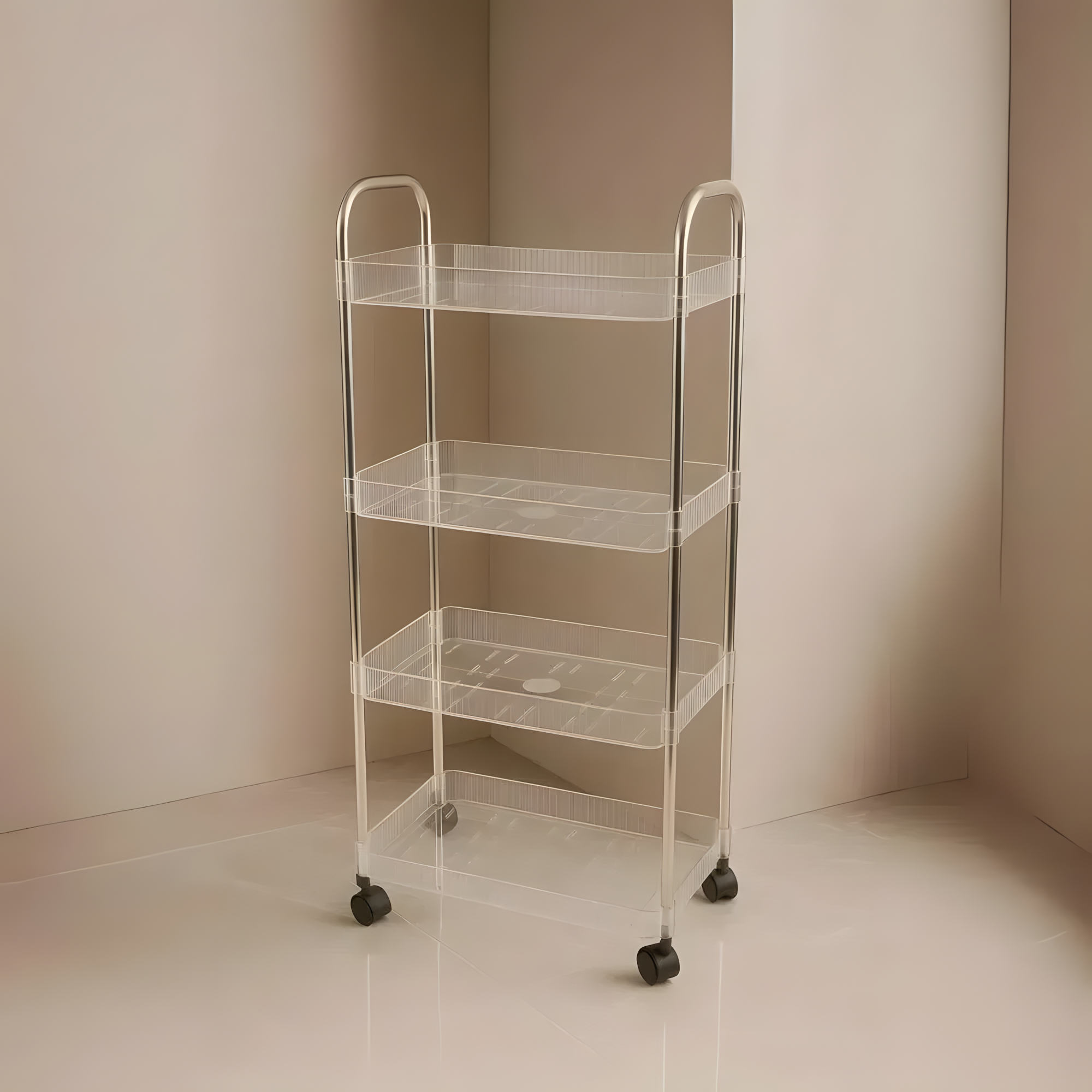 Carrinho Multiuso Conthey 4 Prateleiras Acrílico Rodinhas