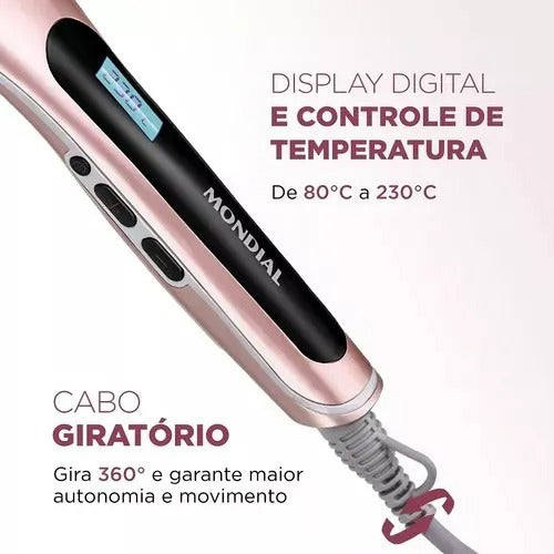 Escova Alisadora Elétrica Mondial Golden Rosê Ea-02 - Bivolt
