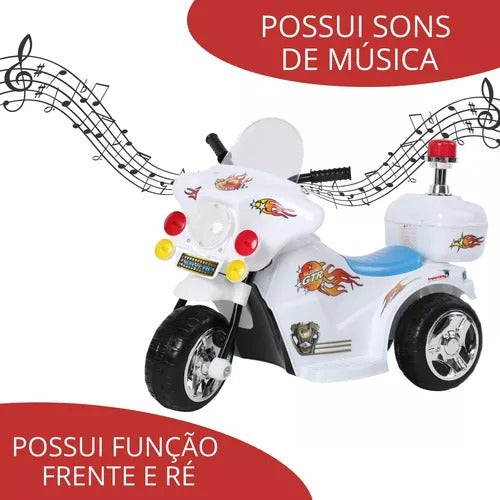Mini Moto Elétrica Triciclo Infantil Polícia Importway Bw006
