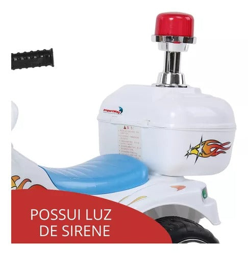 Mini Moto Elétrica Triciclo Infantil Polícia Importway Bw006