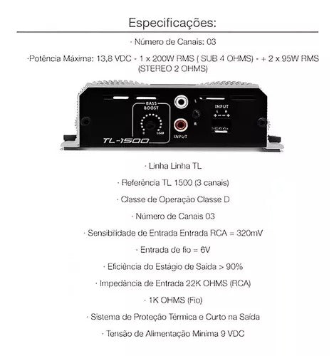 Modulo Amplificador 3 Canais Mono Stereo 390 Wrms Taramps Tl150