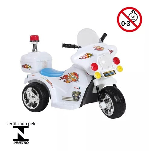 Mini Moto Elétrica Triciclo Infantil Polícia Importway Bw006