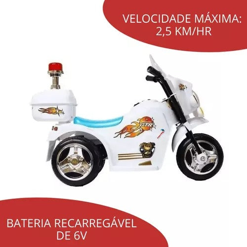 Mini Moto Elétrica Triciclo Infantil Polícia Importway Bw006