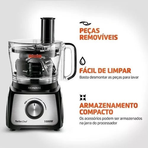 Multiprocessador 9 Em 1 Mondial Turbochef Potência 1000w Loi