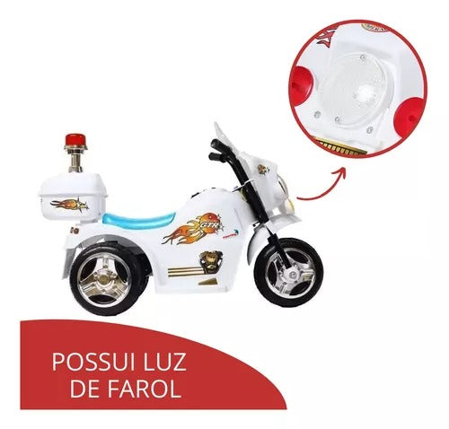 Mini Moto Elétrica Triciclo Infantil Polícia Importway Bw006