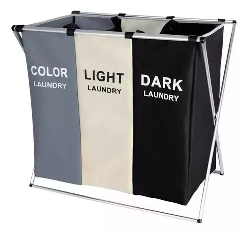 Cesto Organizador De Roupa Decoteam Triplo Dobravel Com Alça