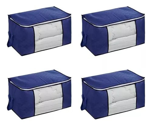 Kit 4 Unidades Bolsa Organizadora Multiuso Com Alça Decoteam - Azul