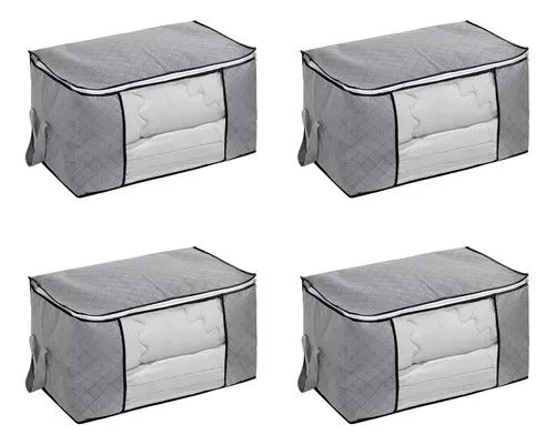 Kit 4 Unidades Bolsa Organizadora Multiuso Com Alça Decoteam - Cinza