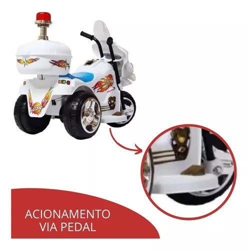 Mini Moto Elétrica Triciclo Infantil Polícia Importway Bw006