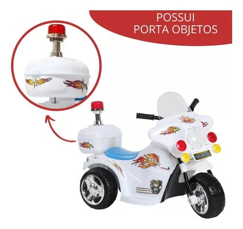 Mini Moto Elétrica Triciclo Infantil Polícia Importway Bw006