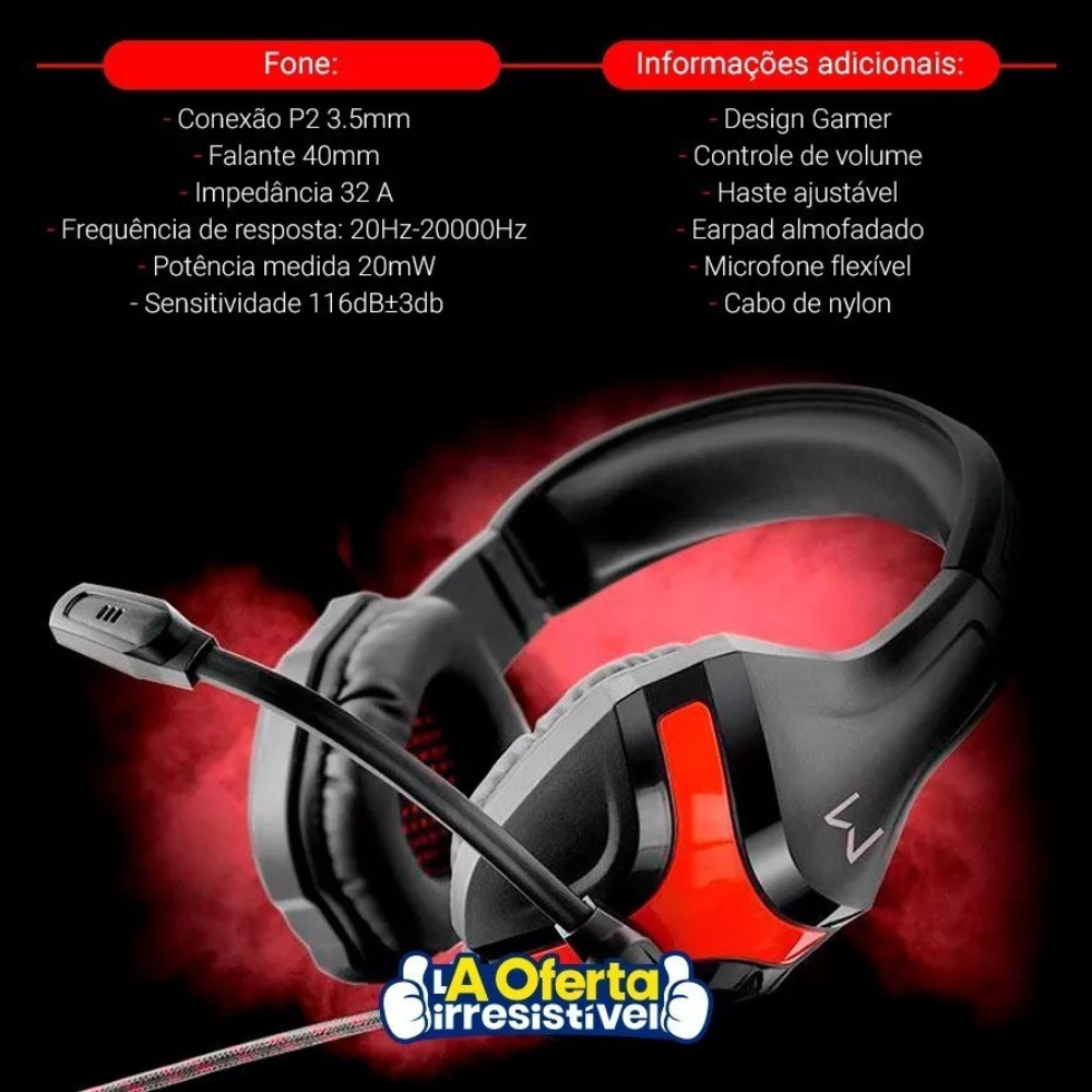 Fone De Ouvido Headset Gamer Warrior Ph101