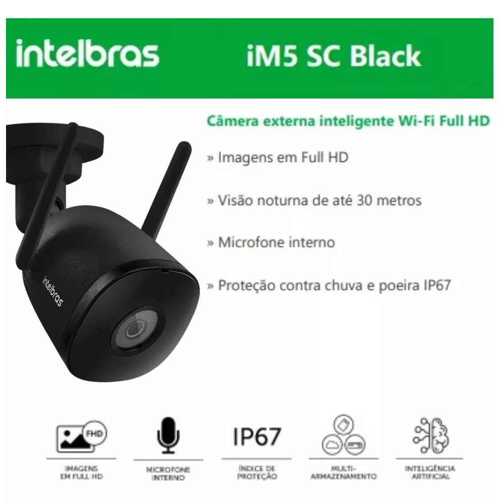 Câmera De Vídeo Segurança Im5 Sc Black Intelbras Wi-fi