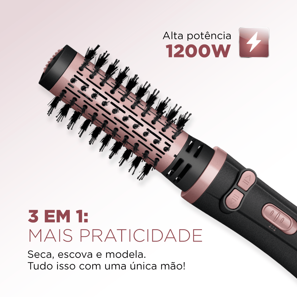 Escova Rotativa Secadora Mondial 1300w Erb-01 Black Rose
