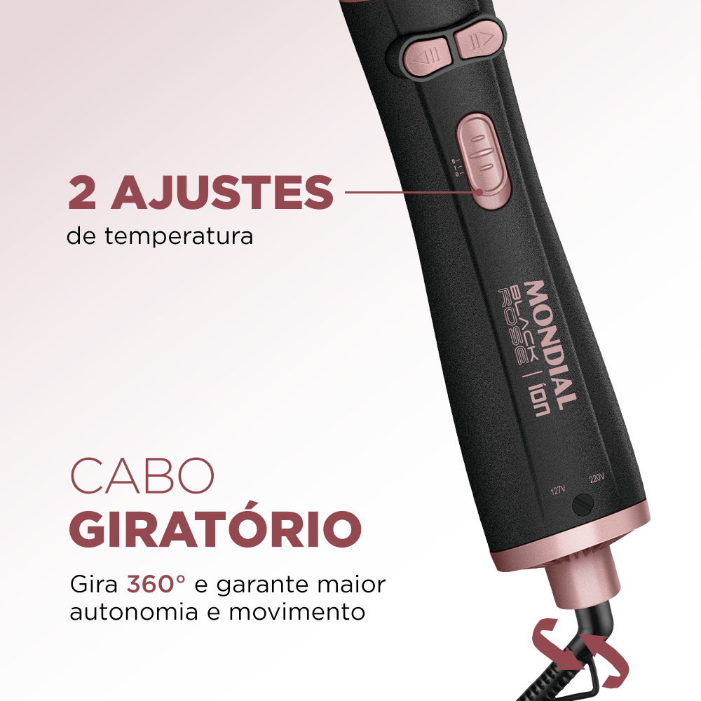 Escova Rotativa Secadora Mondial 1300w Erb-01 Black Rose