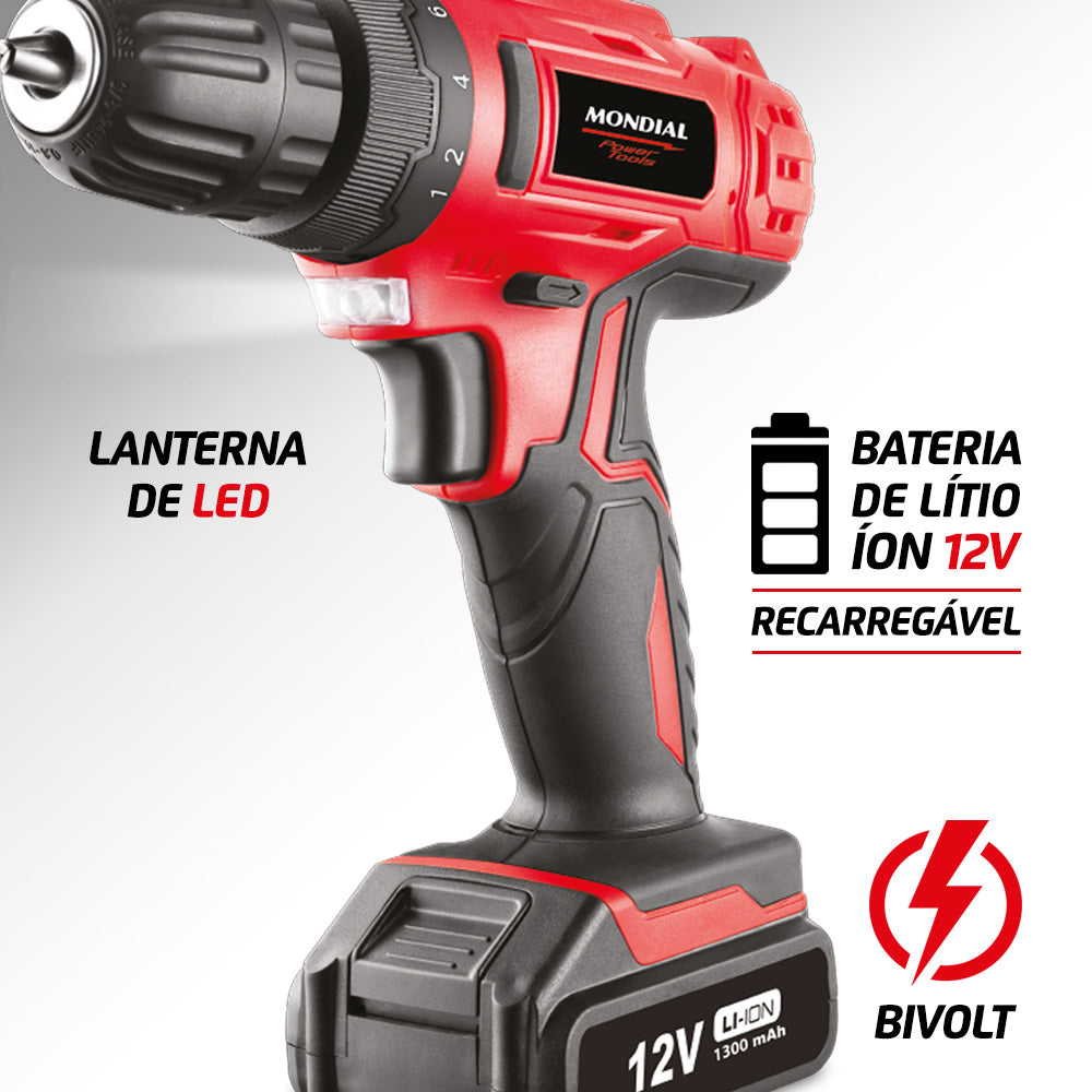 Parafusadeira E Furadeira Mondial Fpf-06m Power Tools Bivolt