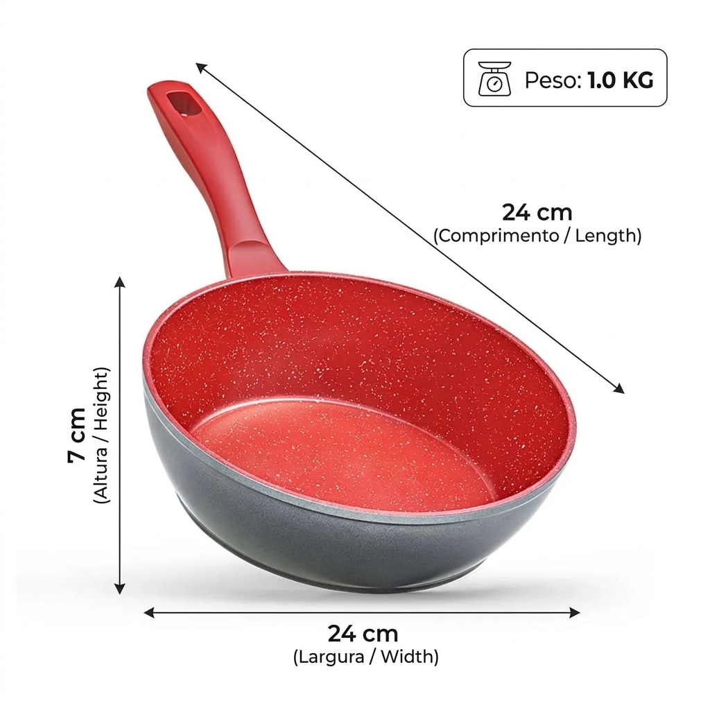Panela Polishop Day by Day Antiaderente 2,7L Cabo Fixo 24cm
