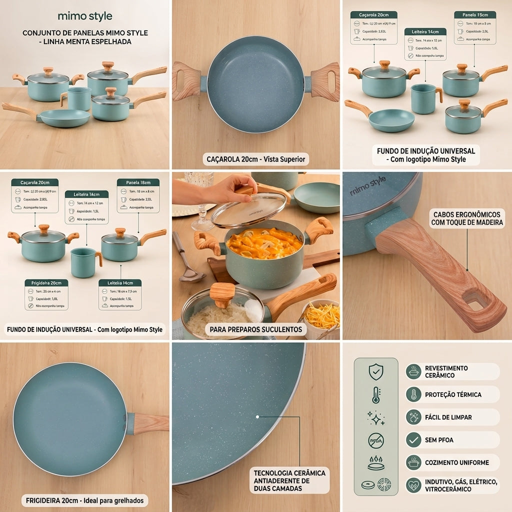 Jogo de Panelas com 5 Peças Mimo Style Pratic Cook Indução