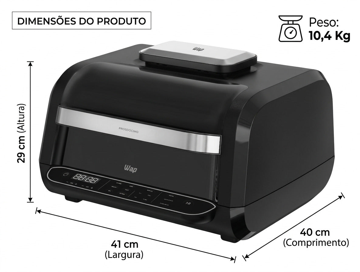 Fritadeira Air Fry Wap Barbecue Wc Ab1090 Smoker 10L 1700W