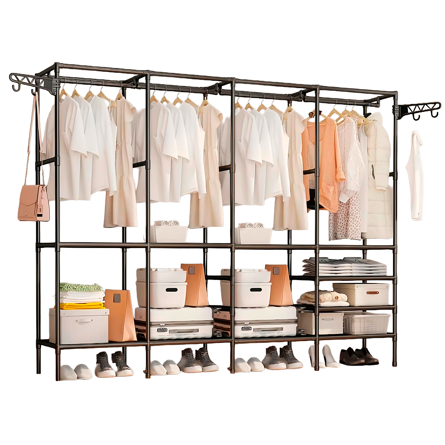 Guarda Roupa Aberto Decoteam DME-042 com Cabideiro e Ganchos