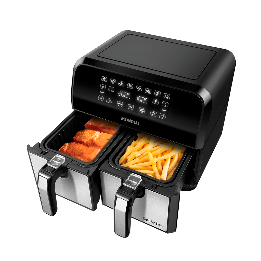 Fritadeira Air Fryer Mondial AFD-01-BI Duplo Cesto 8L 2000W