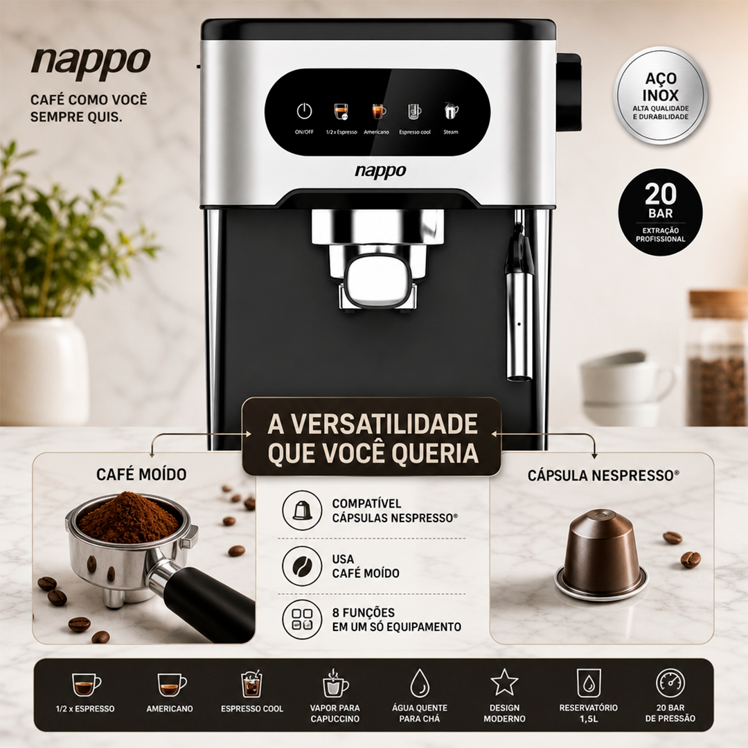 Cafeteira Nappo Expresso NEC-260 8 em 1 Multicápsulas 1350W