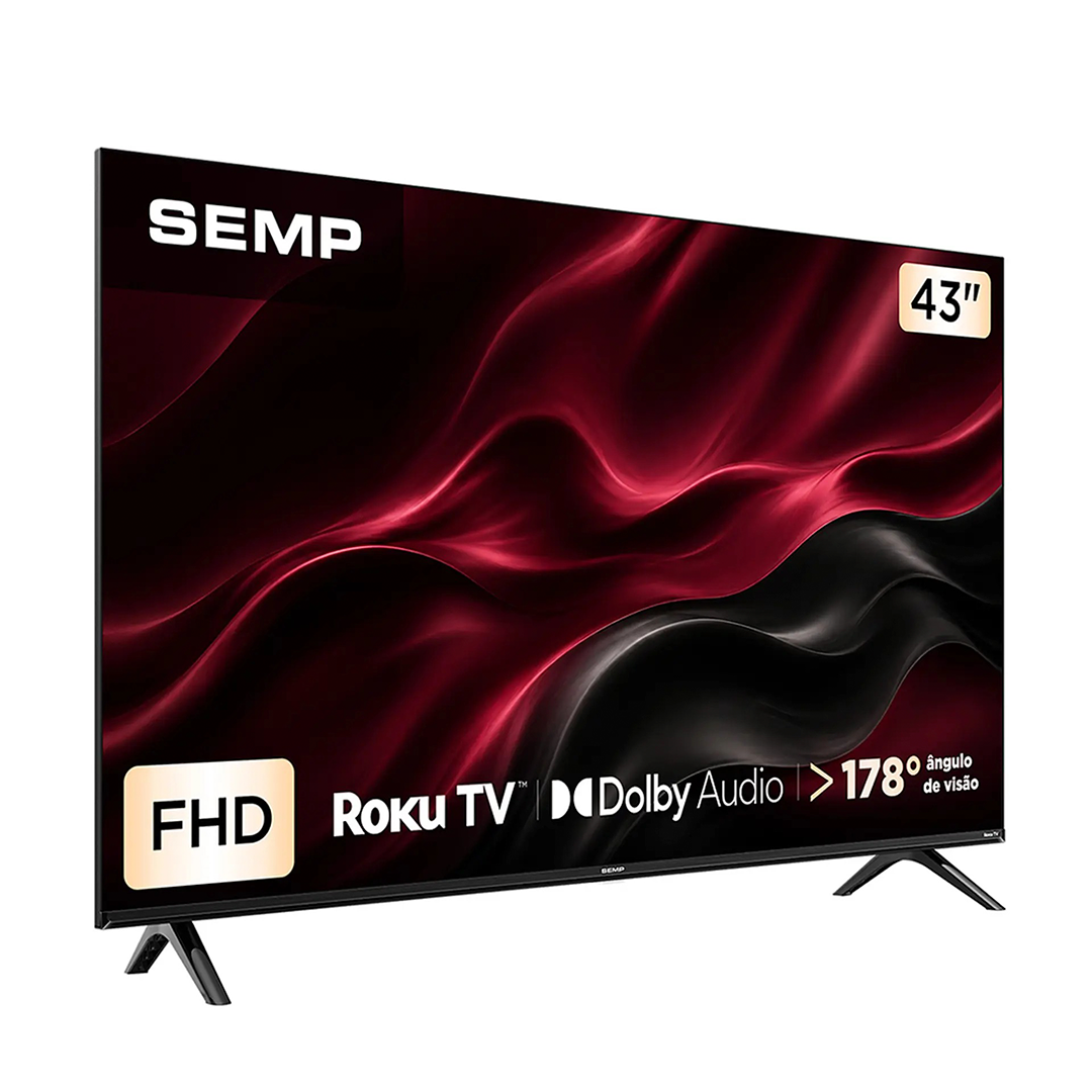 Smart TV Semp 43” 43S42R Full HD Roku TV Dolby Audio Wi-Fi