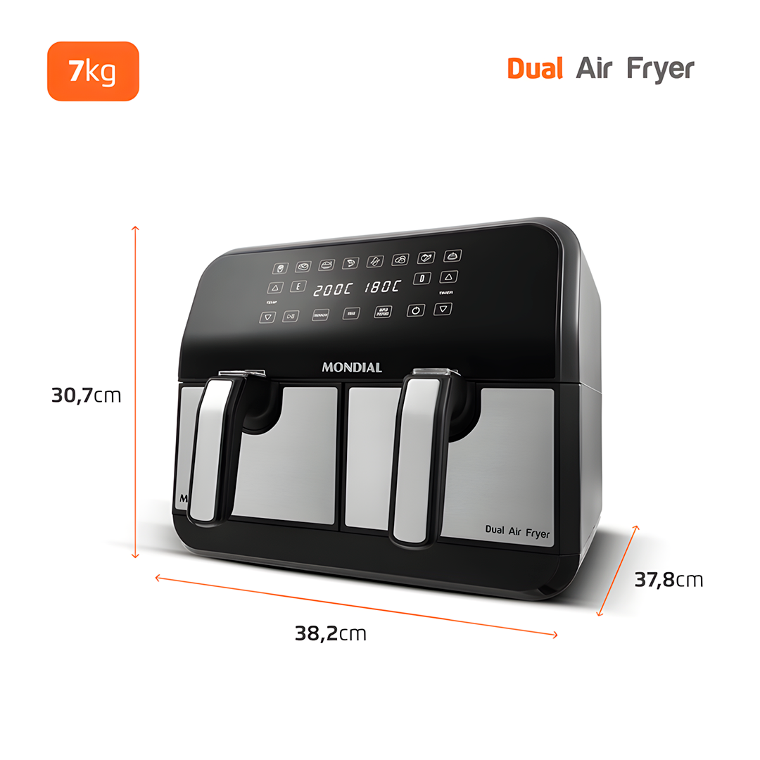Fritadeira Air Fryer Mondial AFD-01-BI Duplo Cesto 8L 2000W