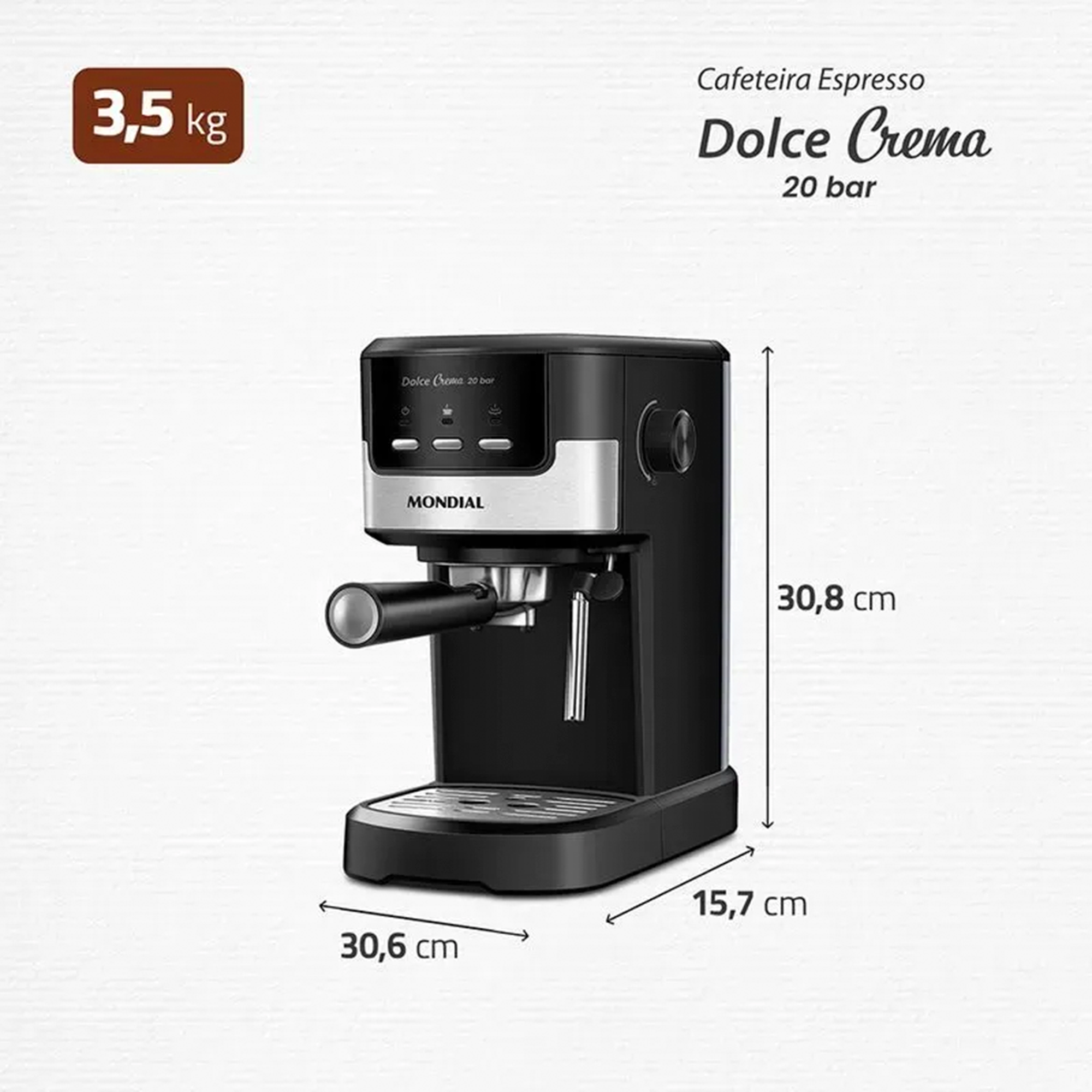Cafeteira Espresso Mondial Dolce Crema 20 Bar Inox 1200w