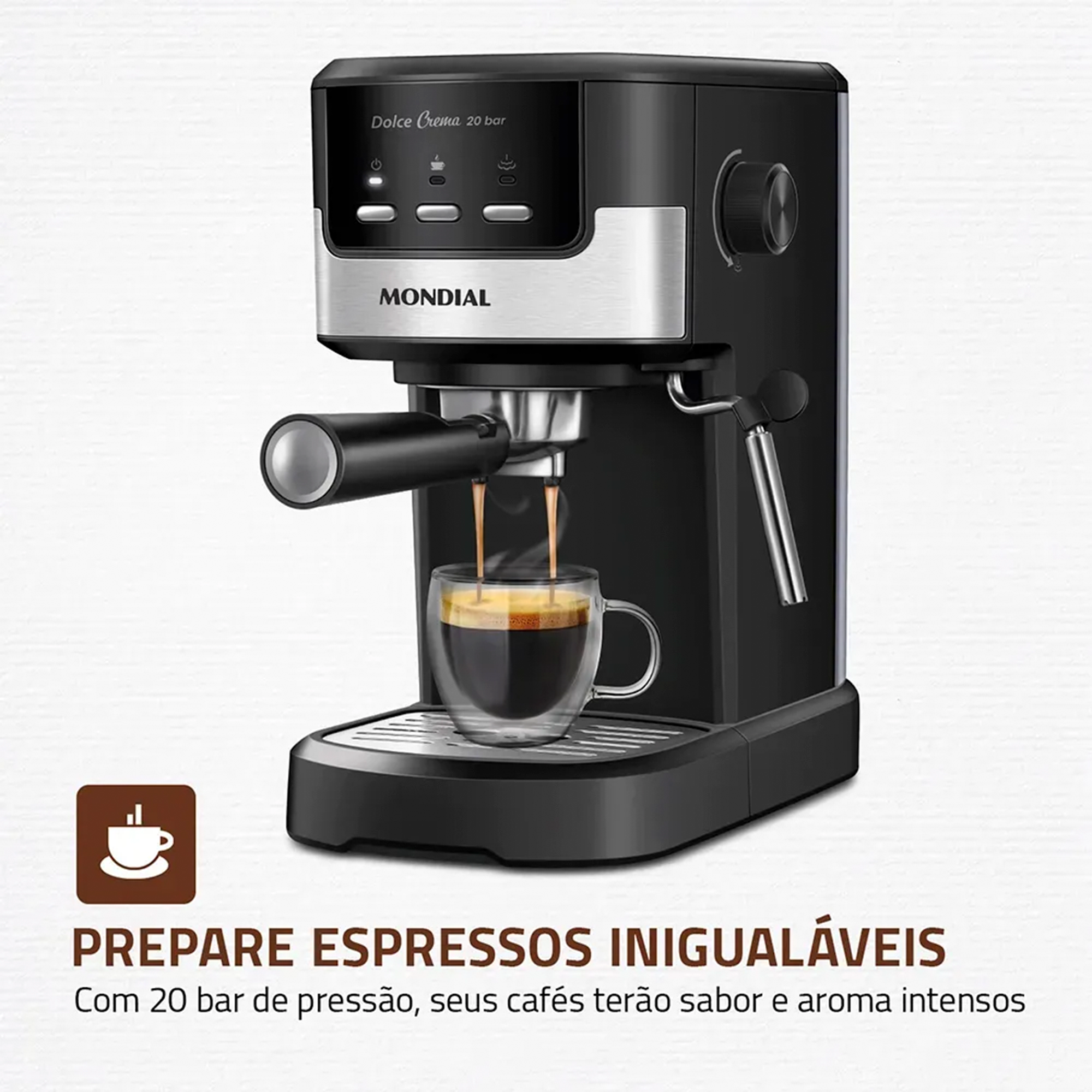 Cafeteira Espresso Mondial Dolce Crema 20 Bar Inox 1200w