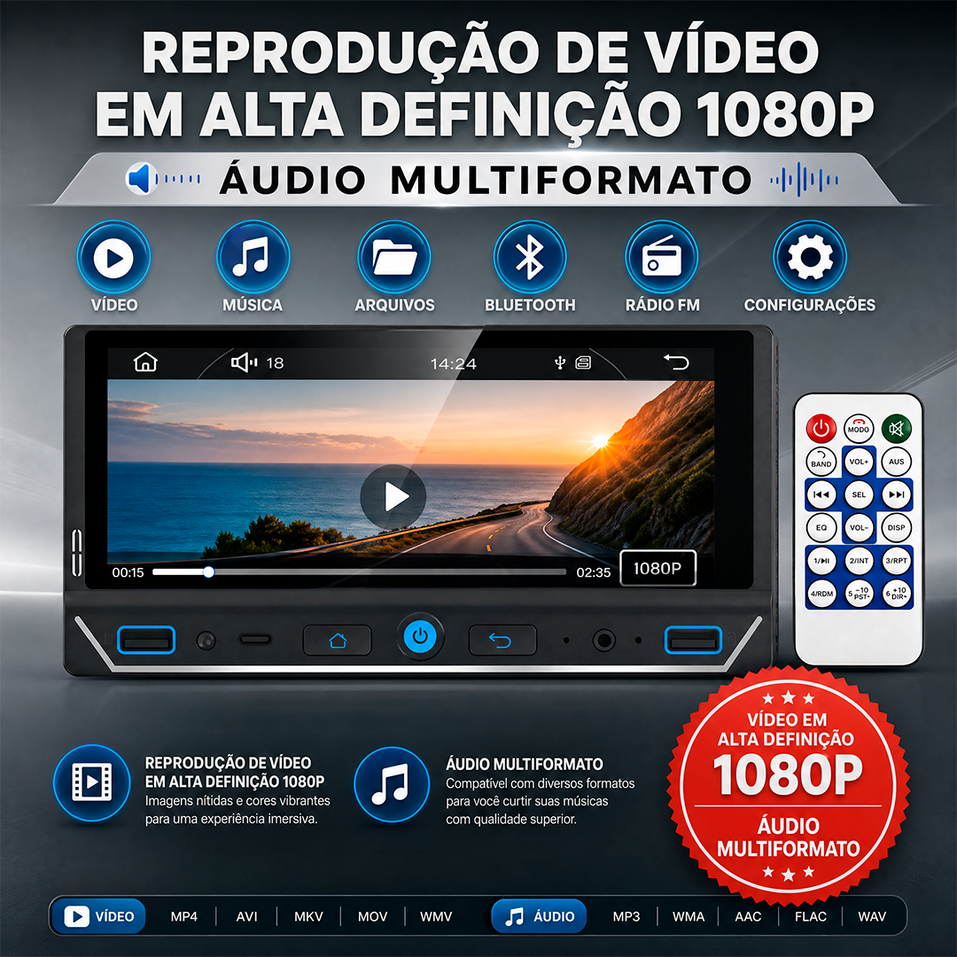 Multimidia Roadstar RS686BR 6,86” Pro Line 1DIN CarPlay