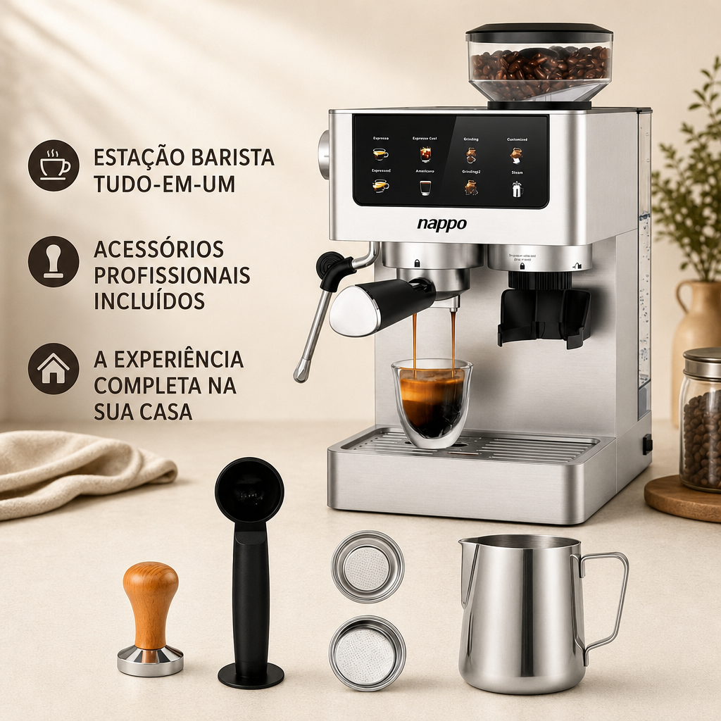 Cafeteira Nappo Expresso DELUXE NEC-339 6 em 1 Moedor 1350W