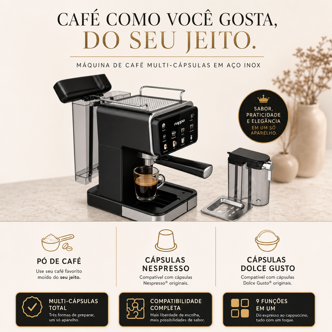 Cafeteira Nappo Expresso NEC-282 9 em 1 Multicápsulas 1350W
