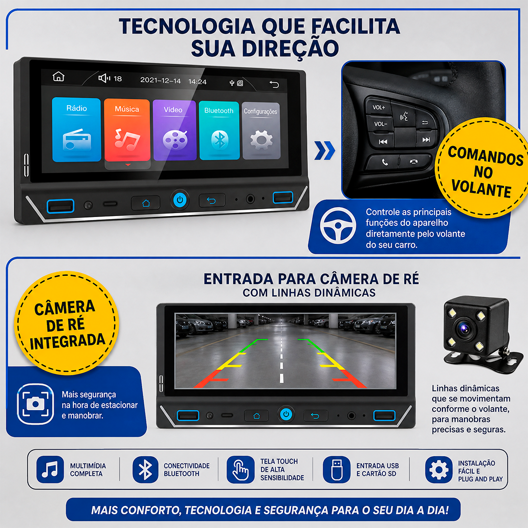 Multimidia Roadstar RS686BR 6,86” Pro Line 1DIN CarPlay