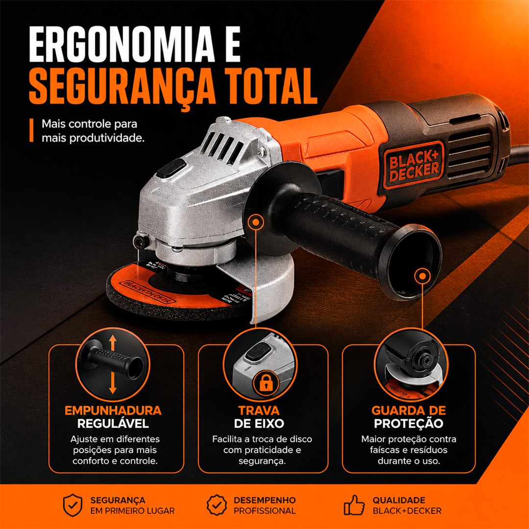 Esmerilhadeira Angular Black+Decker G650-BR 4.1/2” 115mm 650W