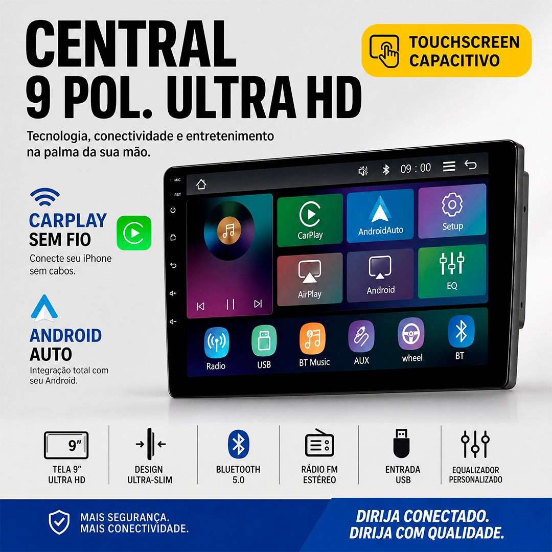 Multimidia Roadstar RS9200BR 9” Pro Line CarPlay Sem Fio