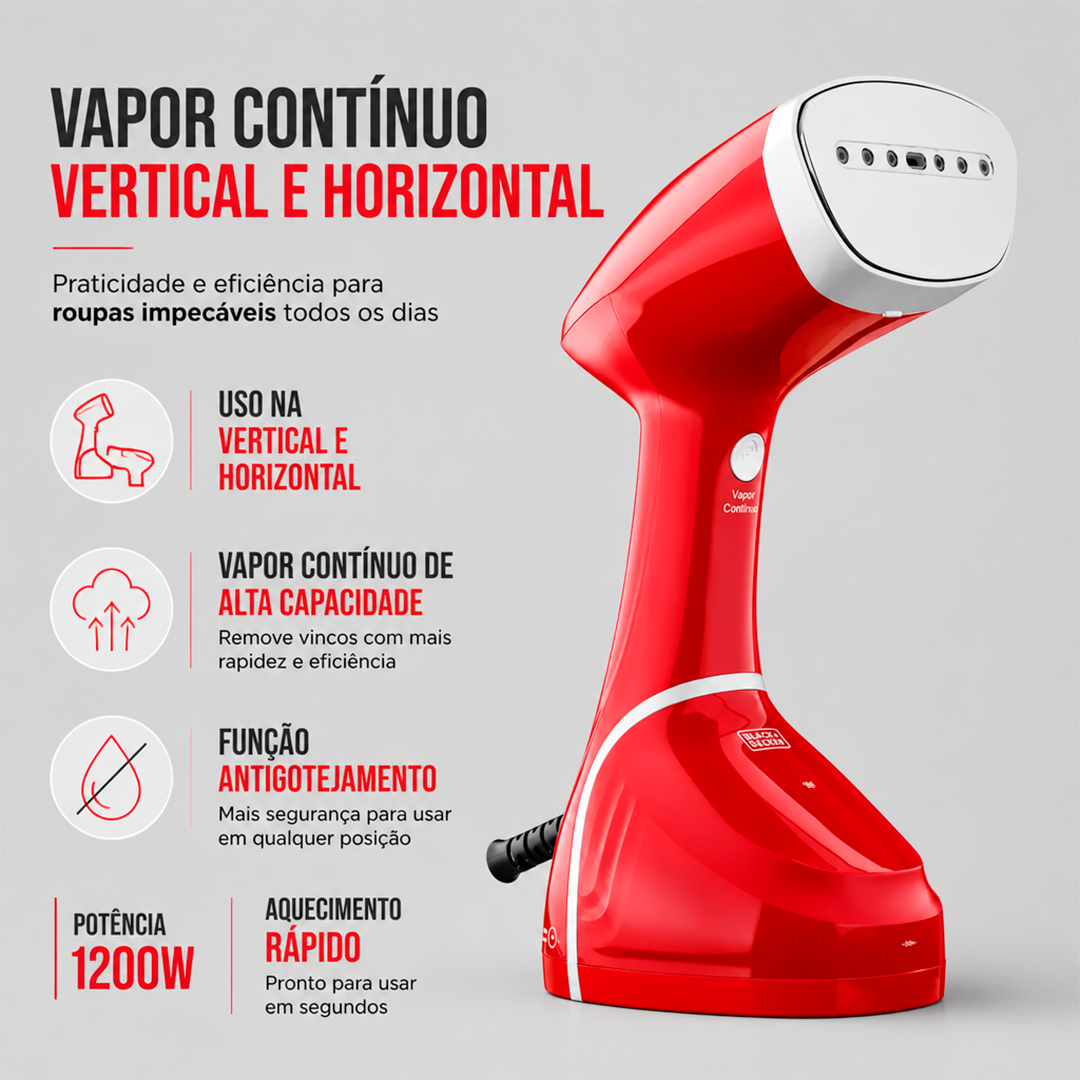 Vaporizador de Roupa Portátil Black+Decker BDV2100-BR 1200W
