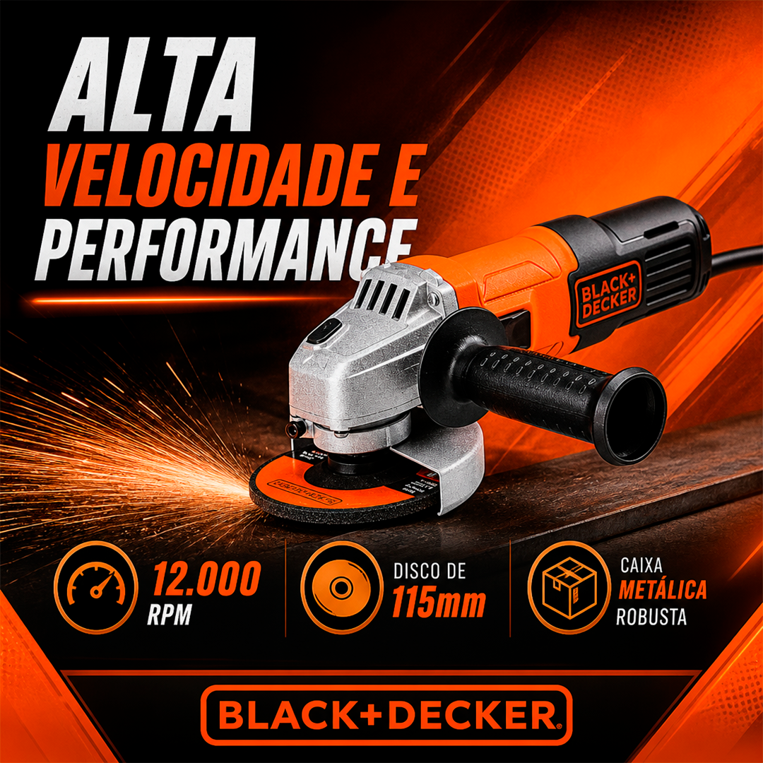Esmerilhadeira Angular Black+Decker G650-BR 4.1/2” 115mm 650W