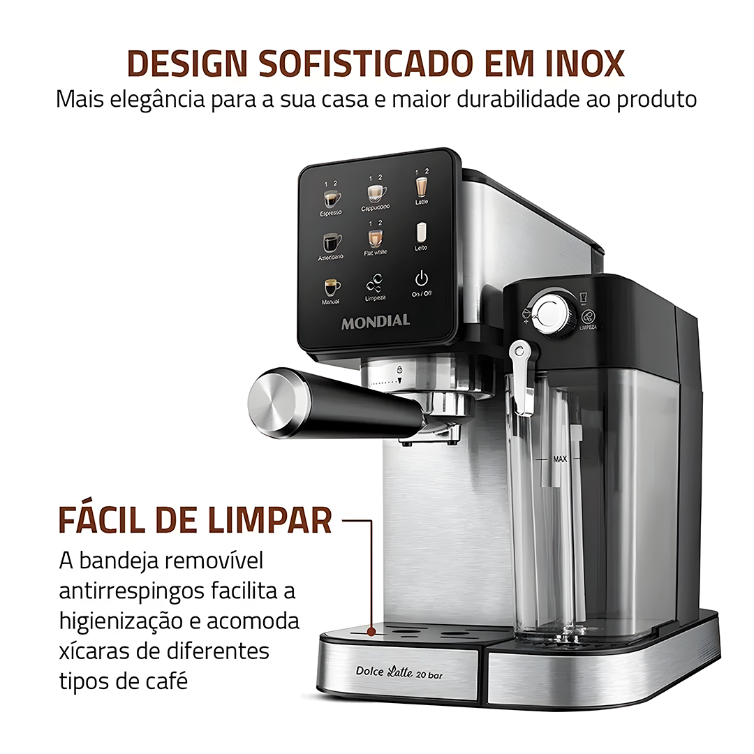 Cafeteira Espresso Automática Mondial CCL-01-20 Touch 1250W
