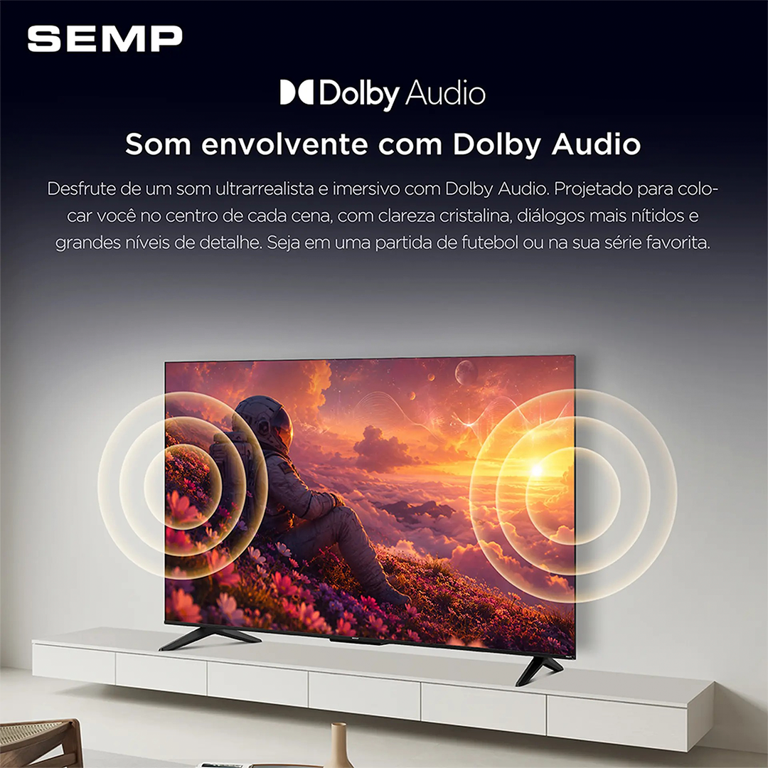 Smart TV Semp 43” 43S42R Full HD Roku TV Dolby Audio Wi-Fi