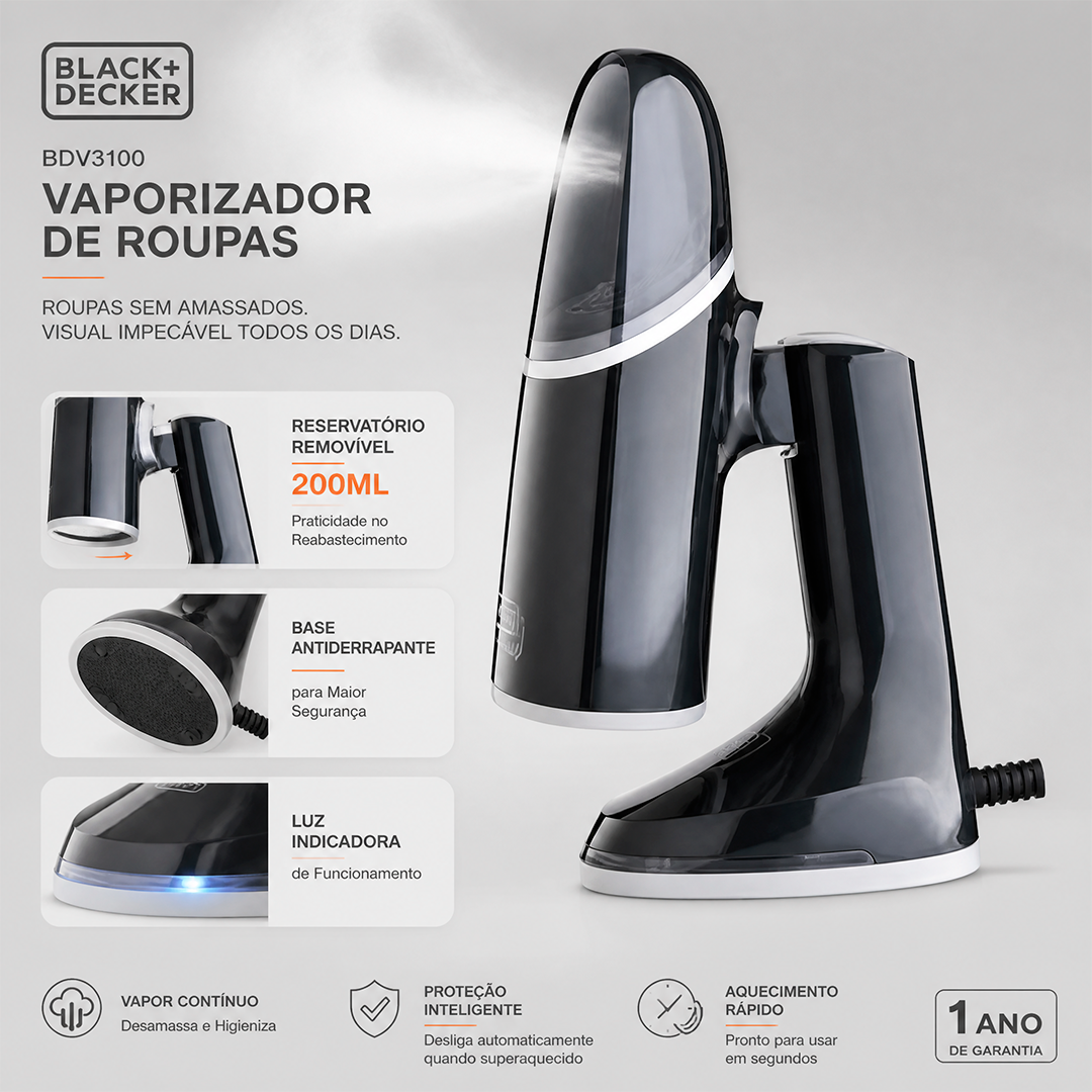 Vaporizador Portátil Black+Decker BDV3100-BR 3 em 1 Bivolt