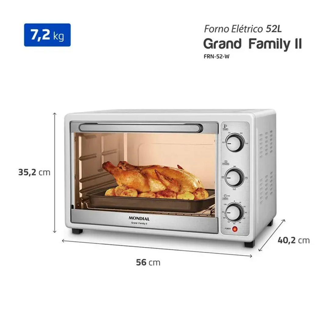 Forno Elétrico Mondial Grand Family II 52L FRN-52-W 1800W