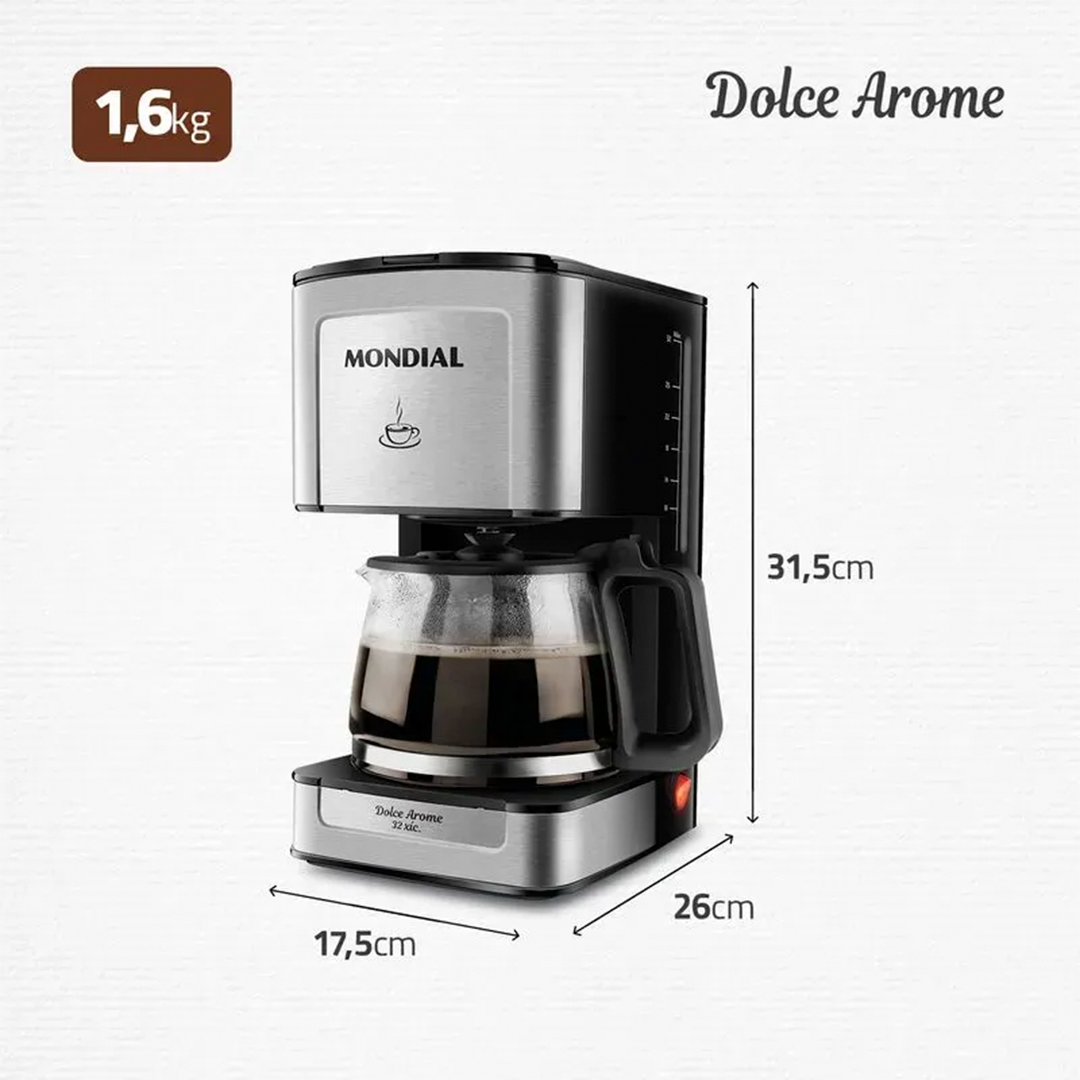 Cafeteira Elétrica Mondial Dolce Arome C-44-32X-SI 800W